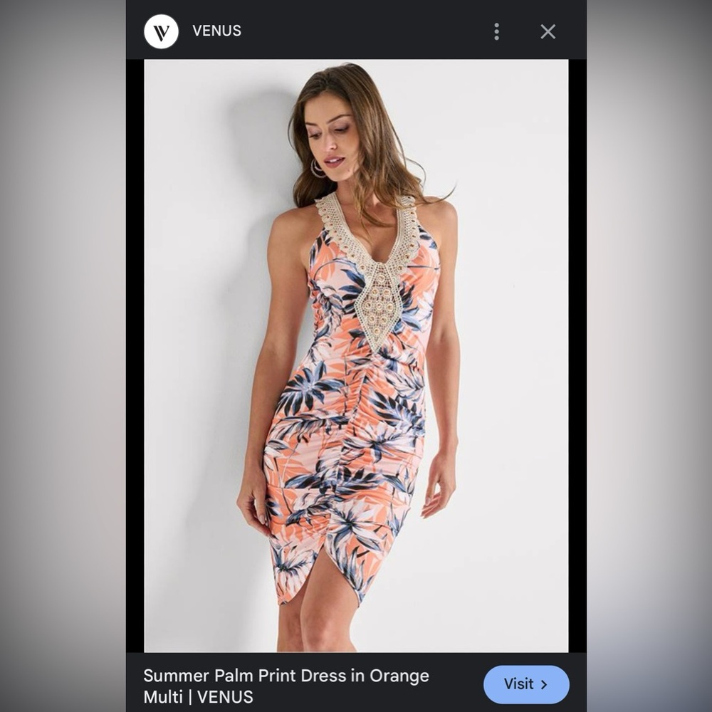 VENUS Summer Palm Print Dress